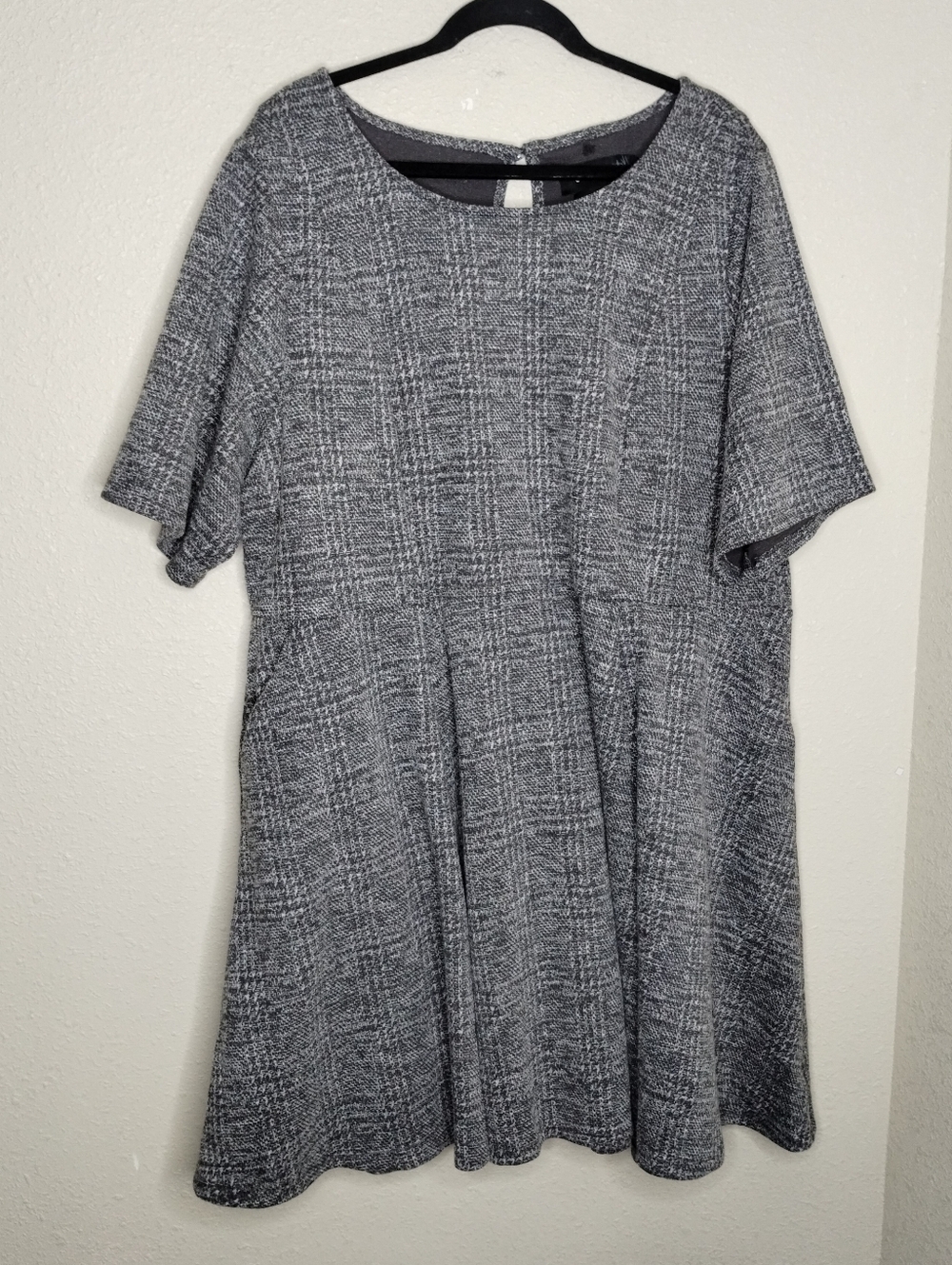 Torrid Women Mini Studio Double Knit Skater Dress Gray Plaid Plus Size 4X